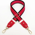 Correa ancha roja ajustable para bolso con greca negra y ganchos metálicos dorados - Black Red and Red