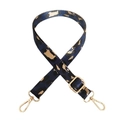 Correa ajustable para bolso con estampado de leopardo, nailon azul marino y herrajes dorados - Azul