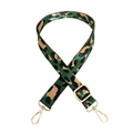 Detail of adjustable leopard print bag strap with high-quality gold metal hardware - Green