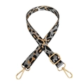 Adjustable leopard print bag strap with grey patterns and gold metal lobster clasps - Gray