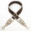 Adjustable wide replacement bag strap featuring coffee geometric pattern and gold clasps - Dark Khaki and Beige Gray
