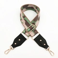 Detail of adjustable camouflage wide shoulder strap with premium gold metal hardware hooks - Deep Khaki Green