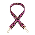 Adjustable leopard print bag strap in vibrant rose pink with gold metal buckles - Rose Red