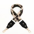 Detail of adjustable camouflage bag strap with gold hardware and leather reinforcement - Khaki Army Green