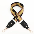 Adjustable wide replacement bag strap with leopard pattern and gold hardware hooks - Black Edge Yellow Coffee