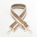 Adjustable 5cm wide cotton bag strap with colorful stripes and gold metal clips - Bean Paste Green with Gold Buckle