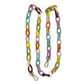 Multi-colored acrylic chain strap with gold lobster clasps for bags or phones - 100cm / Colorful