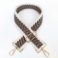 Detail showing the adjustable gold metal buckle and woven chevron pattern of the bag strap - Khaki-Black