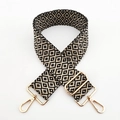 Detail of colorful jacquard wide bag strap with geometric patterns and golden lobster clasp - L1 Black