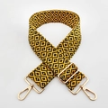 Adjustable wide replacement shoulder strap with yellow and black geometric jacquard design - L7 Yellow Black