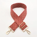 Adjustable wide jacquard bag strap with red geometric pattern and gold metal hooks - Silver Clasp / L10 Red