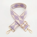 5cm ethnic wide jacquard strap with lavender geometric pattern and gold hardware - Beige Base Purple Diamond / Silver Clasp