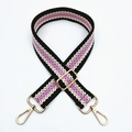 Detail of adjustable 3.8cm purple and black woven strap with gold metal lobster clasps - Black Pink / Silver Clasp