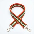 Detail of adjustable 3.8cm chevron woven strap with durable gold metal lobster clasps - Orange Beige / Silver Clasp
