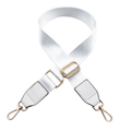 White nylon replacement bag strap with golden metal hardware and leather ends - Silver Clasp / White