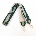 Detail of green camouflage jacquard strap with premium gold swivel lobster clasps - Khaki Dark Green