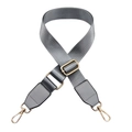 Adjustable grey nylon bag strap with gold lobster clasps and leather detailing - Gray