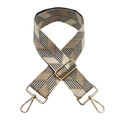 Adjustable colorful jacquard diamond pattern wide shoulder strap with gold metal hooks - A-3 Khaki