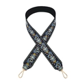 Etnische bohemian stijl gebloemde brede gitaarband met gouden metalen karabijnsluitingen - Donkerblauw Oranje Geel