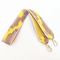 Wide colorful cloud pattern shoulder strap with golden metal lobster clasps for bags - Pink Edged Yellow