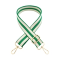 Bandoulière large réglable à rayures vertes et blanches avec mousquetons en métal doré - Blanc Cassé Vert