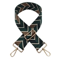 Detail of adjustable colorful jacquard guitar strap with vintage green herringbone pattern - A-6 Green Khaki