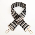 Verstellbarer breiter Taschenriemen mit Hahnentrittmuster und goldener Hardware - Nr. 23 Beige Schwarz