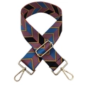 Adjustable colorful geometric jacquard wide shoulder strap with gold metal hooks - A-8 Black Blue Yellow Orange