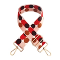 Adjustable wide jacquard shoulder strap with colorful polka dots and gold metal hooks - Silver Clasp / Y1 Pink Brown Red