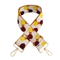 Macro shot of 5cm jacquard handbag strap with retro polka dots and gold metal hardware - Silver Clasp / Y2 White Yellow Purple Red