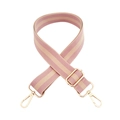 Adjustable pink and beige striped woven replacement shoulder strap with gold metal hooks - Silver Clasp / Light Khaki Pink