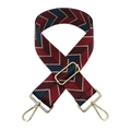 Macro view of adjustable woven bag strap with red and blue geometric arrow patterns - A-11 Wine Red Navy Blue