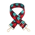 Detail of red and teal geometric woven replacement strap with gold metal hardware - Silver Clasp / Y4 Wine Red Green