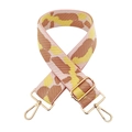 Adjustable wide replacement shoulder strap with colorful leopard jacquard and gold metal hooks - Pink Yellow + Gold Buckle