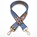 Tracolla etnica intrecciata colorata con ganci in metallo dorato per borse da donna - Base Blu Notte Etnico Geometrico (#1)