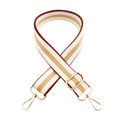 Détail de la bandoulière rayée avec motif marron et blanc et crochets en métal doré - Kaki Blanc