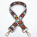 Tracolla larga in stile etnico con motivo geometrico colorato e fibbie metalliche oro - Rosso Arancio Nero Bianco Rombo (#4)