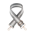 Adjustable striped nylon shoulder strap with rose gold metal hooks for handbags - Grey + Gold Buckle
