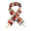 Detail of colorful jacquard woven strap with golden swivel hooks and adjustable buckle - Y10 Red White Orange