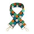Adjustable colorful dot pattern wide woven bag strap with premium gold metal clasps - Y11 Blue Green Earthy Yellow