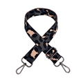 Macro shot of leopard print replacement strap with dark grey and pink jacquard pattern - Dark Grey + Gunmetal Buckle