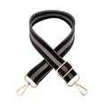 Détail de la bandoulière rayée réglable avec mousquetons dorés de haute qualité - Noir Gris Noir