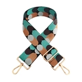 Detail of adjustable 5cm wide jacquard bag strap with polka dot pattern and gold metal hooks - Y15 Dark Grey Green Brown