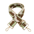 Adjustable wide cow print shoulder strap with gold hardware for crossbody bags - Deep Khaki Green + Gold Buckle