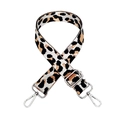 Detail of adjustable leopard print nylon bag strap with silver metal spring clasps - White Khaki + Silver Buckle