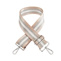5cm wide striped bag strap with silver metal lobster clasps and adjustable buckle - Khaki + Silver Buckle