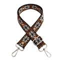 Detail of colorful snowflake jacquard strap with silver lobster clasps for bags - Brown Strap Silver Buckle