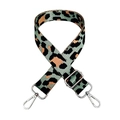 Detail of adjustable leopard print strap with silver lobster clasps and metal buckle - Matcha Green + Silver Buckle
