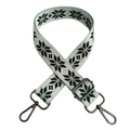 Detail of adjustable geometric snowflake strap with grey metal swiveling hooks - Light Green with Gunmetal Buckle