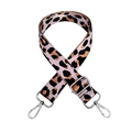 Detail of adjustable leopard print bag strap with silver metal lobster clasps and buckle - Light Purple + Silver Buckle